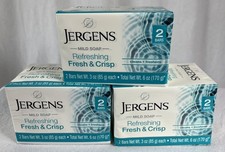 Jergens Refreshing fresh Crisp Mild Soap 6 Bars 3 packs x 2 3 Oz Each