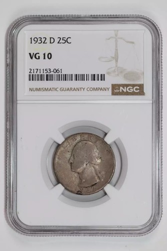 1932-D WASHINGTON QUARTER NGC VG10
