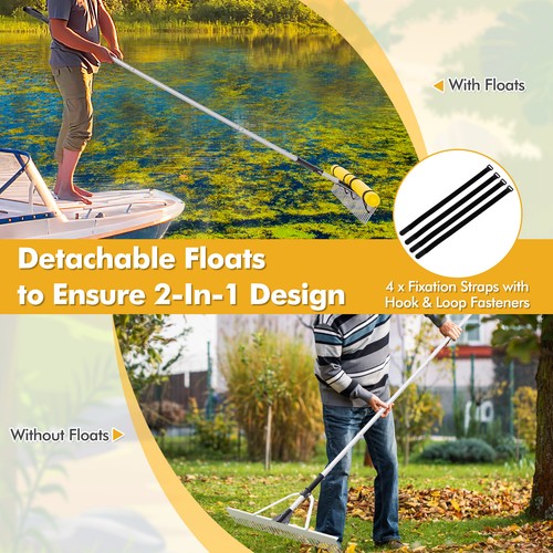 Floating Weed Lake Rake Pond Weed Cutter w/ Foam Floats, Rope & Extended Handle - Picture 7 of 11