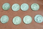 Lot Of 8- 90 % Silver Washington Quarters 1936 & 1964 Circulated