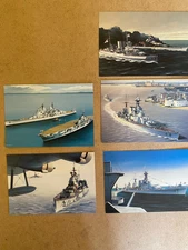 5 FIVE ROYAL NAVY ww2 SHIPS NAVAL art postcards Battleships, Cruiser and carrier