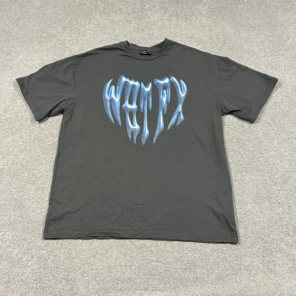 White Fox T Shirt Womens XS/S Grey Logo Graphic Oversized Casual Y2k Streetwear