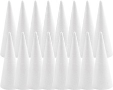 Foam Cones for DIY Arts and Crafts 3.75 X 9.7 In, 16 Pack , White Polystyrene F