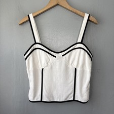 Corset Style Cami Size Large White Black Cropped Top Coquette Clean Girl Siren