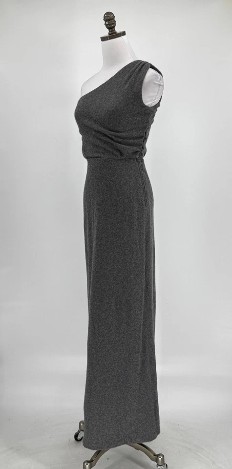 Vestido Suéter Ralph Lauren Etiqueta Púrpura De Colección Gris Cachemira Un Hombro Bodycon 4 Foto 3 de 4