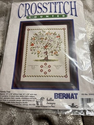 Bernat Counted Cross Stitch Kit, Family Tree 25003 , 12 x 16 Opened Not Started