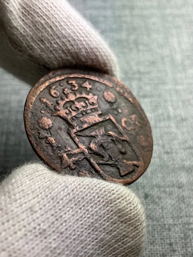 1634 SWEDEN  1/4 ORE COPPER COIN ~ KRISTINA - Image 3 of 4