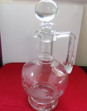 Wine Decanter Pitcher Floral Etched Clear Glass Carafe & Glass Stopper 12.5"