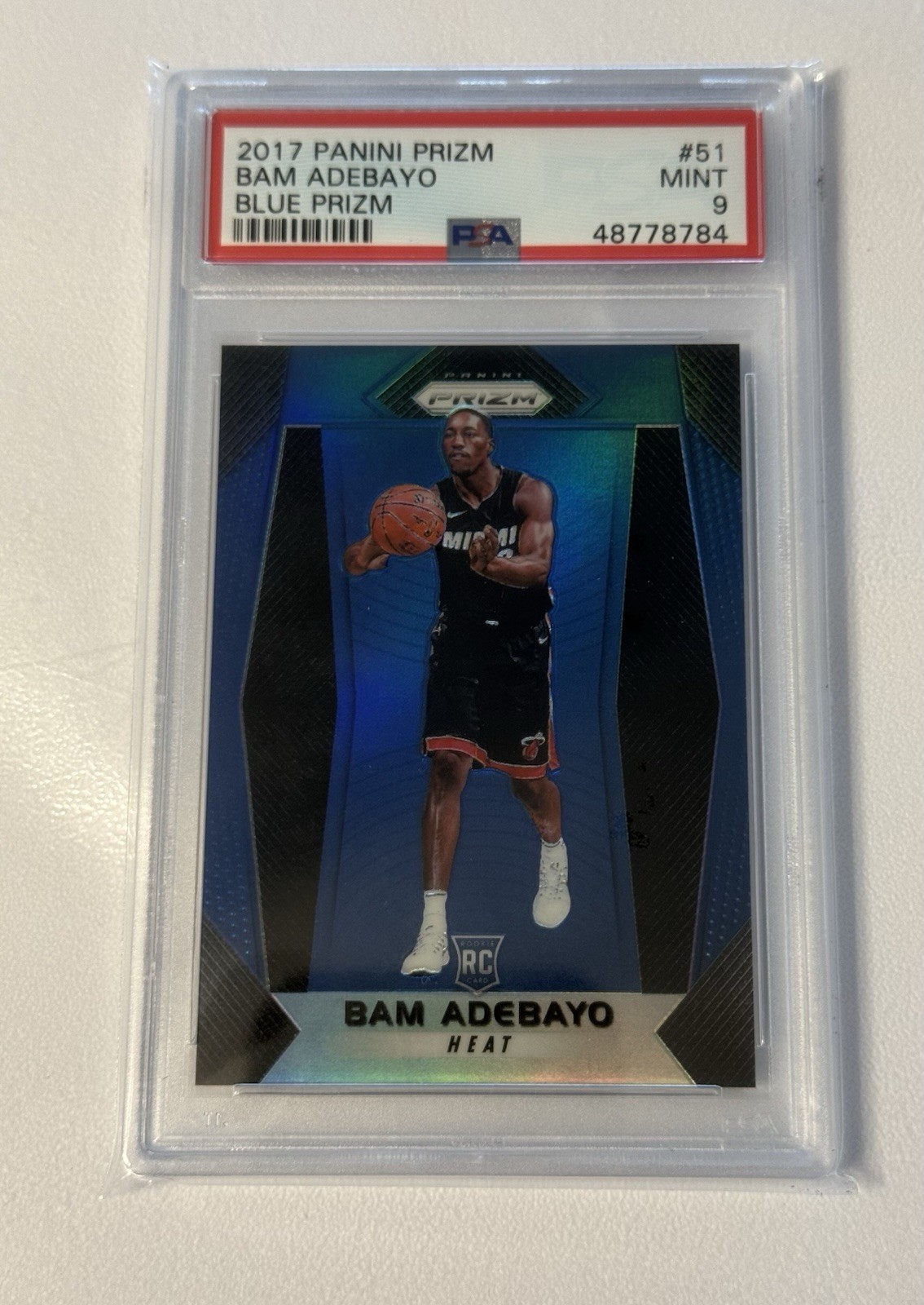 BAM ADEBAYO 2017-18 PANINI PRIZM #51 RC ROOKIE BLUE PRIZMS /199 PSA 9 Heat #51