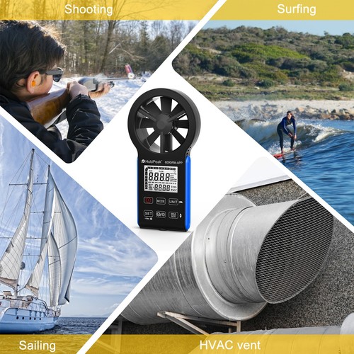 Anemometer Bluetooth Wind Speed Gauge Meter w/Atmospheric Pressure RH Dew Point - Picture 8 of 9