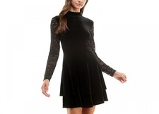 City Triangles Women's Short Fit & Flare Dress Lightweight Solid Lace A2768