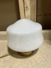 8” VINTAGE ART CRAFT DECO PENDANT LIGHT FIXTURE WHITE MILK GLASS SHADE 4” FITTER