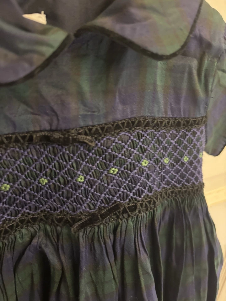 Винтажные черные часы Anavini в клетку со сборками шелковое платье нагрудник воротник размер 18 М - Изображение 2 из 4