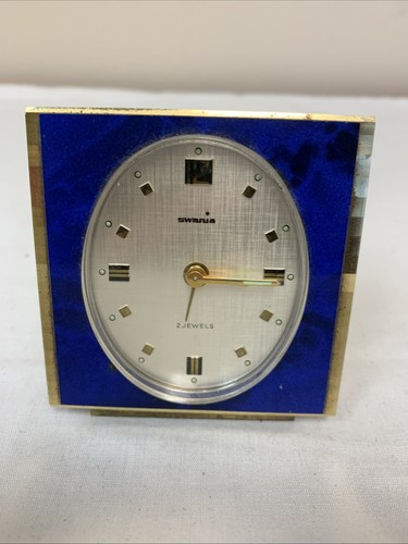 Swania German Vintage Small Alarm Clock Luminary Dial Wind Up 2 Jewels - Bild 1 von 4