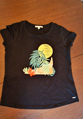 Tom Tailor Denim Damen T-Shirt  schwarz mit Print Gr. S