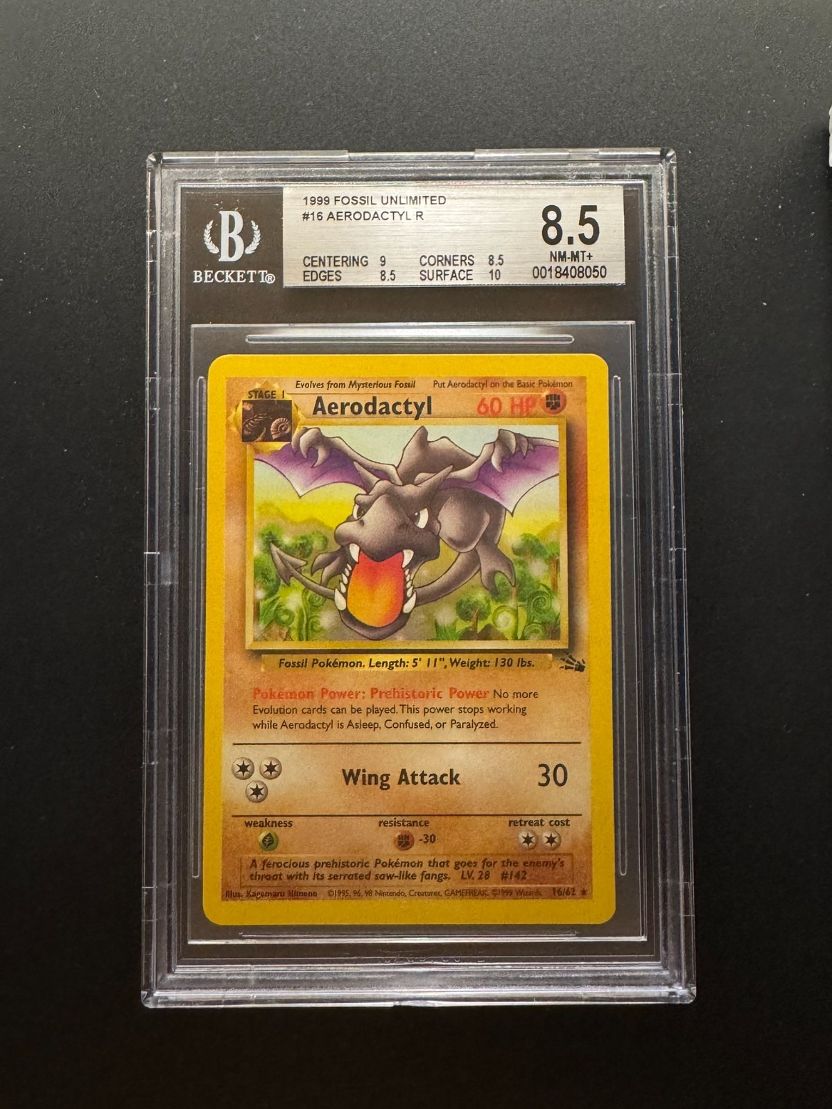 Aerodactyl NM-MT+ BGS 8.5 1999 Fossil Unlimited