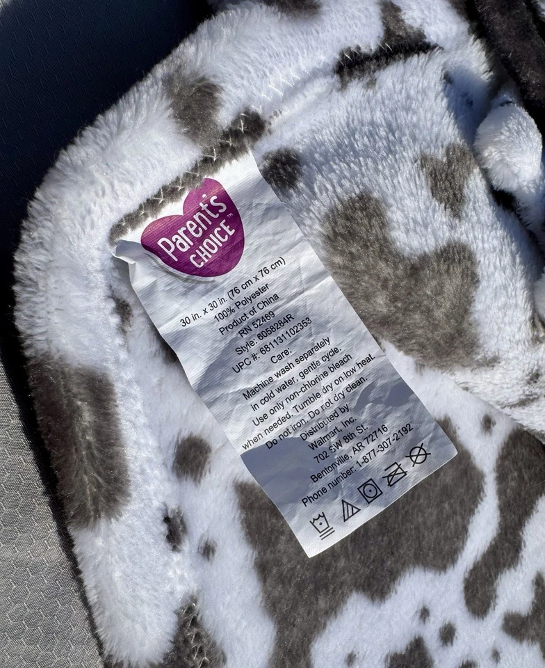 Manta de bebé con estampado de vaca animal de granja polar Walmart 30x30 a elección de los padres Foto 3 de 3
