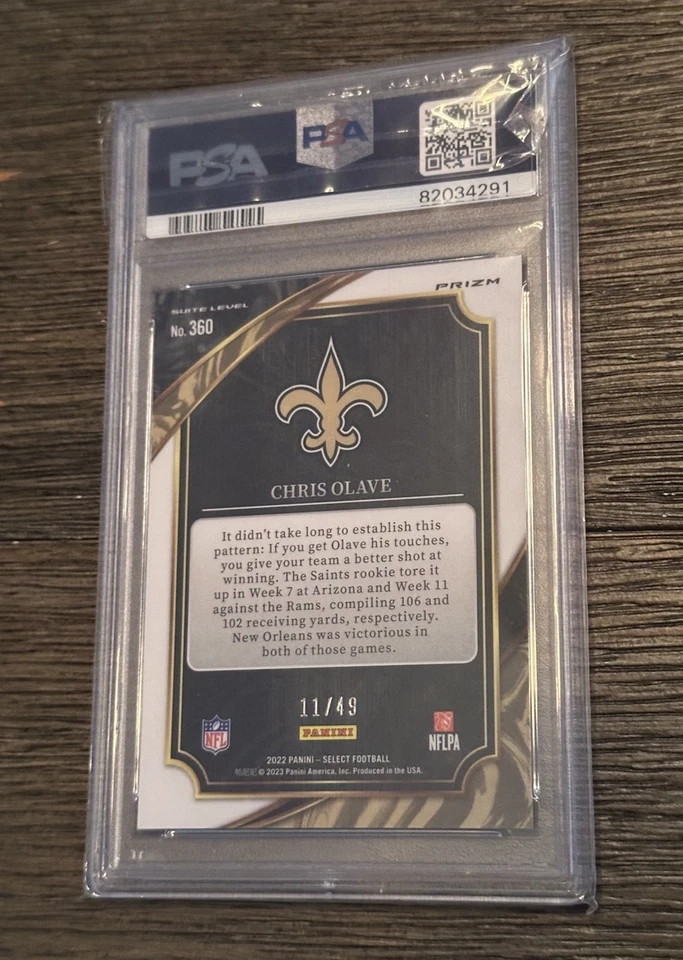 2022 Select Chris Olave Red Disco Prizm RC PSA 10 11/49 - Image 2 of 2