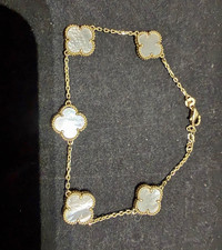 10ksolid gold  Bracelet 5 Clover Mother of Pe...