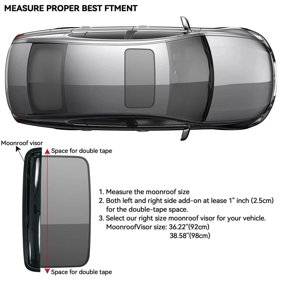 38" Wind Deflector Rain Guard For Honda Sunroof Visor Window Top Moonroof Vent - Imagem 3 de 4