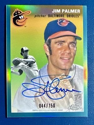 Jim Palmer 2023 Topps Chrome Platinum Anniversary Aqua #CPA-JP Auto /150