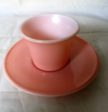 Hazel Atlas Little Hostess Childs Tea Set Cup and Plate Pastel pink