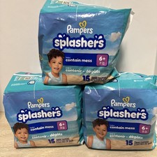  3 Pampers Splashers Swim Diapers Size 6 35 lbs Disposable 15 Count Brand New