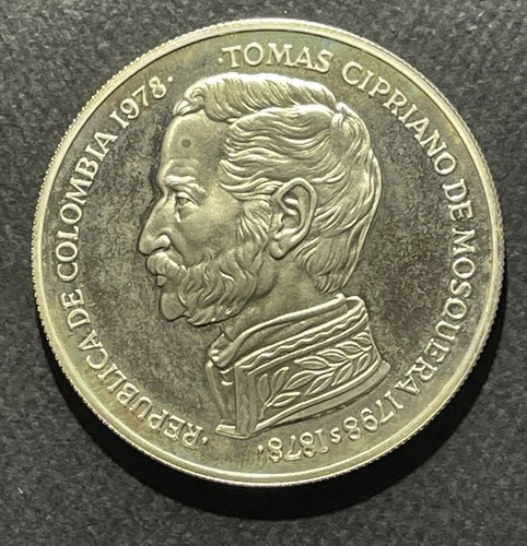Colombia 1978 750 Pesos Silver Coin: Conservation-Mintage 2,656