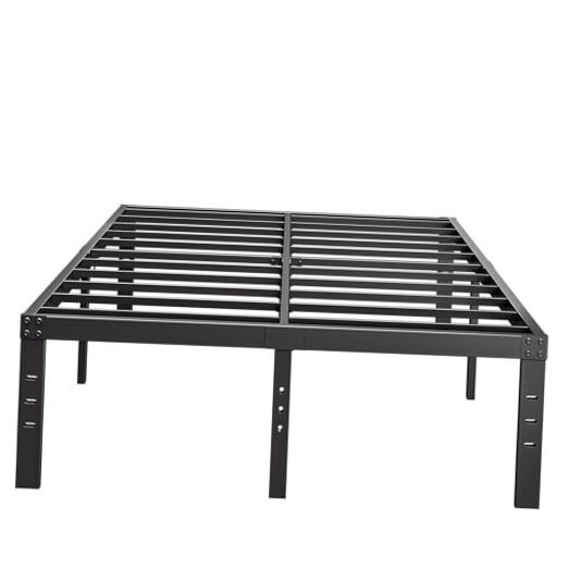 S-heavy Duty Black Tall Metal Bed Frame No Box-spring Full 1