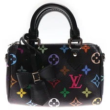 AUTH LOUIS VUITTON TM MONOGRAM MULTICOLOR NANO SPEEDY 2WAY BAG BLACK M13406 F/S
