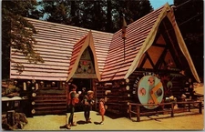 SANTA'S VILLAGE Skyforest, Calif. Postcard Elves at the "Mechanical Toy Factory"