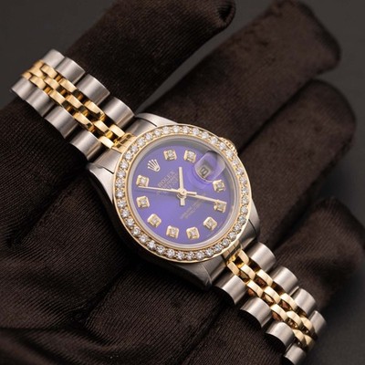 Rolex Datejust 79173 Diamond Two-Tone Jubilee Watch 26mm Dark Blue