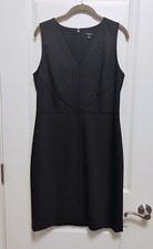 Ann Taylor lined sleeveless navy blue v-neck dress sz 10. Wool/poly blend. NWOT.