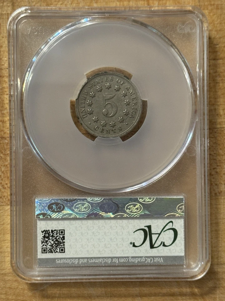 1869 Shield Nickel 5C CAC XF45 – Certified Eye Appeal, Original Surfaces - Image 2 of 2