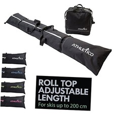 Ski Bag and Ski Boot Bag Combo - Ski Bags for Air Travel Black with White Trim