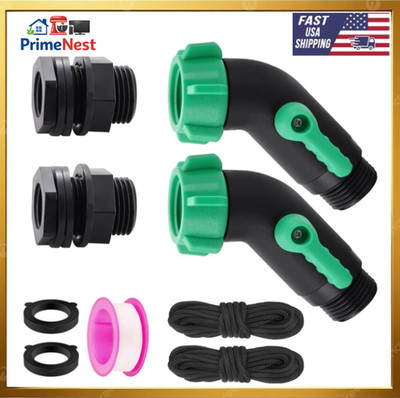 2 Pack Rain Barrel Spigot Kit 3/4'' GHT Water Hose Shut Off Valve 45° Flow