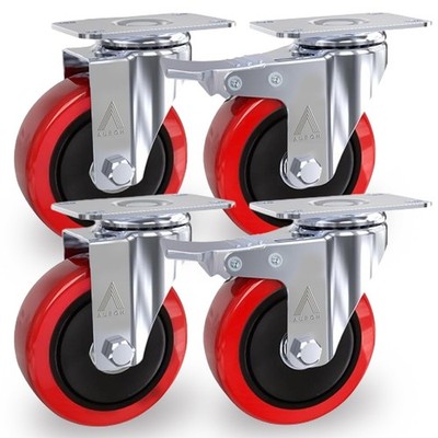 4 x Schwerlast 100 mm 700 kg Gummi Lenkrolle Rollen Wagen Möbelrolle
