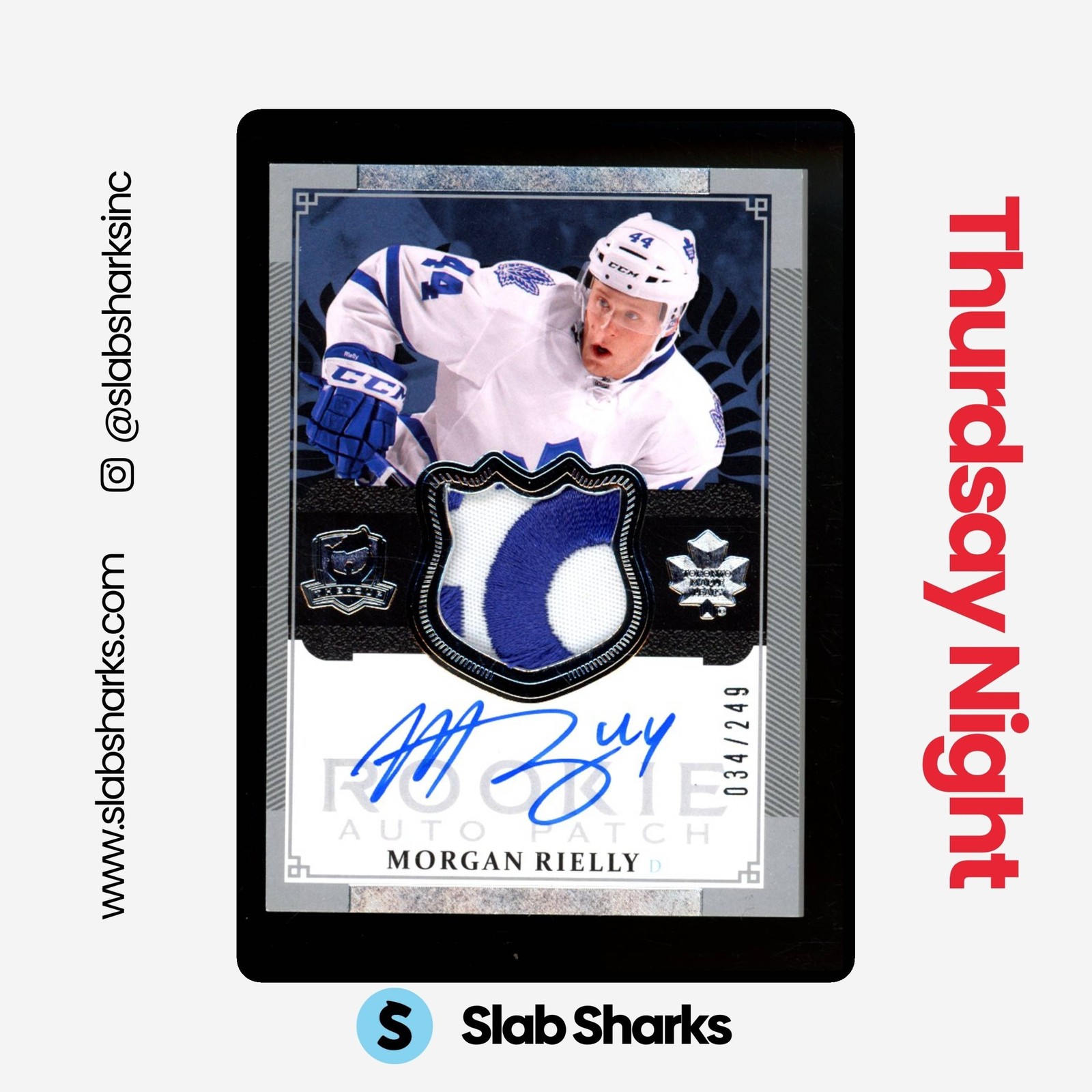 2013 UPPER DECK THE CUP #121 MORGAN RIELLY PATCH AUTO RC ROOKIE /249