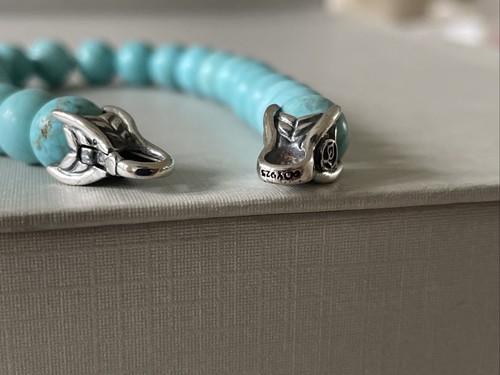 Bracelet griffe perles spirituelles hématite 8 mm argent sterling David Yurman 8,5" - Photo 8/10