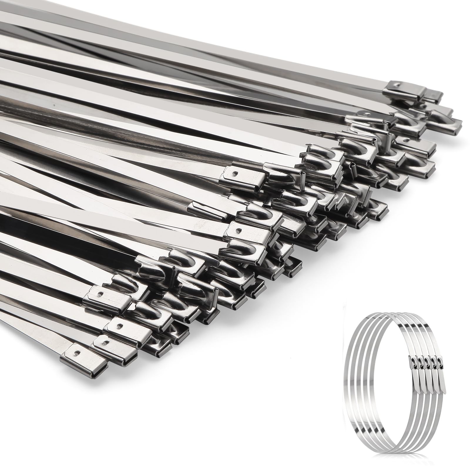 Metal Zip Ties 100PCS 11.8 Inch 304 Stainless Steel 11.8in,