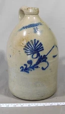 Rare Antique stoneware jug Nichols Boynton Burlington VT c 1857 cobalt 1 1/2 gal