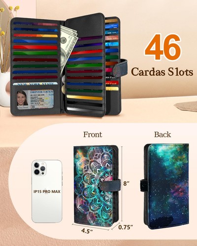 【46 Slots Credit Card Holder for Women Ladies Female Teen Girls Rfid Genuine ... - Picture 2 of 6