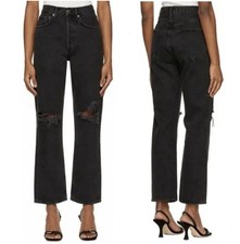 AGOLDE | 90’s Mid Rise Loose Smokestack Black Straight Leg Jeans 25