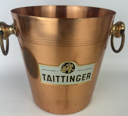 Cubo de hielo vintage TAITTINGER cobre latón champán ¡muy pesado! - Imagen 3 de 10