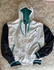 Jordan Jumpman Hooded Windbreaker Jacket Men s Large White Black Teal Mesh Lined