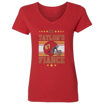 Go Taylor's Fiance Funny Fans Ladies' V-Neck Tshirt