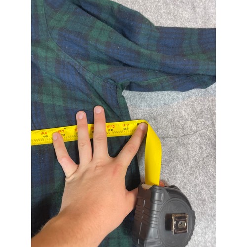 LL Bean kariertes Flanellhemd Damen 1X Plus grün blau 1/2 Reißverschluss Relaxed Fit Top - Bild 4 von 5