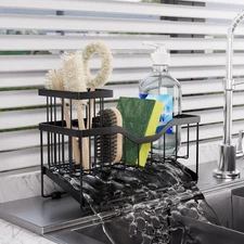 Small Kitchen Sink Caddy Organizer and sponge holder with Suction Cups for Sp...