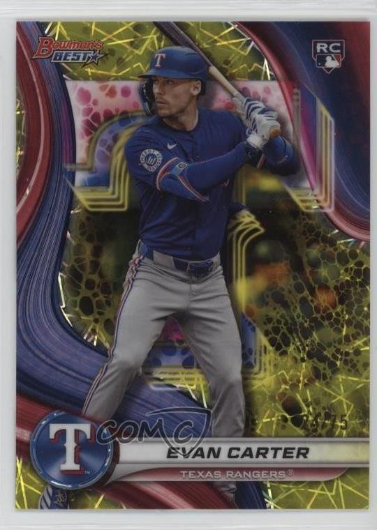 2024 Bowman's Best Yellow Lazer Refractor 24/75 Evan Carter #66 8d2