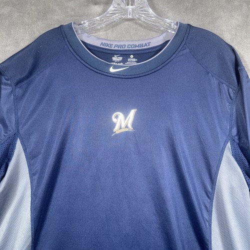 Nike Pro Dri Fit MLB Milwaukee Brewers Langarm Performance Shirt Herren XL - Bild 2 von 11